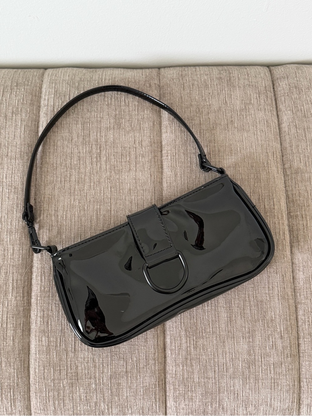 Black Patent Shoulder Bag - Classic Women’s Handbag